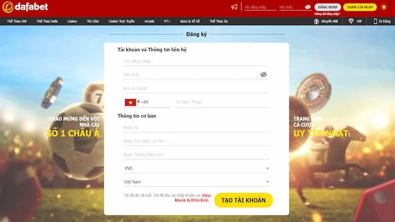Đăng ký Dafabet nhân ngay ưu đãi độc quyền thành viên mới