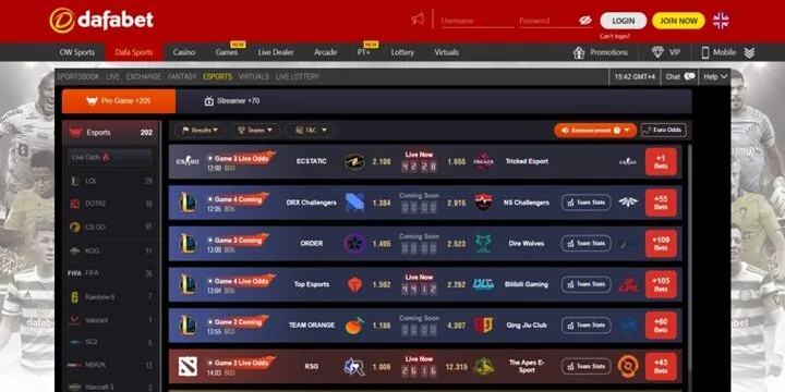 E - sports Dafabet lên kèo nhiều môn thể thao điện tử